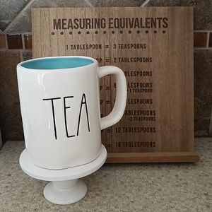 Rae Dunn "TEA" with turquoise interior